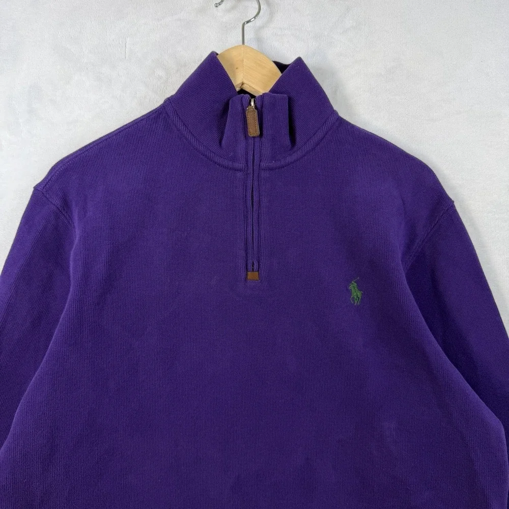 Polo Ralph Lauren Purple 1/4 Zip Pullover Long Sleeve Sweater Men's Medium